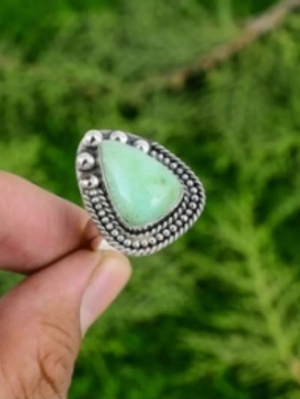Sterling Silver Brazilian Chrysoprase Adjustable Ring